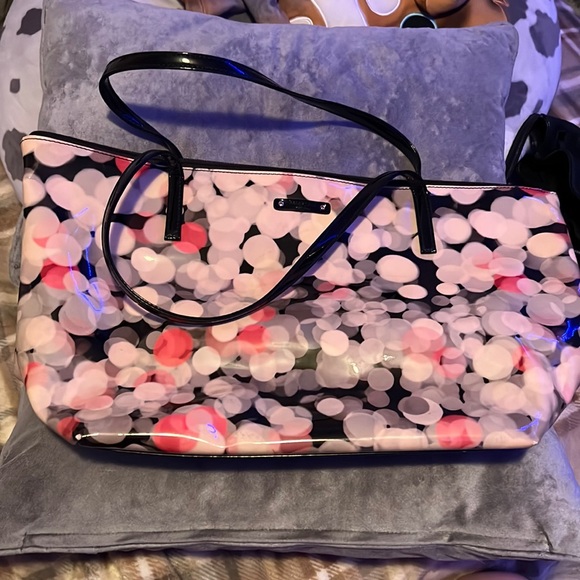 kate spade pink black and white polka dot bag - Picture 1 of 3